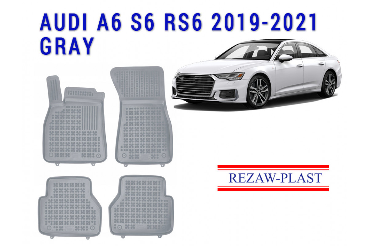 RezawPlast Rubber Floor Mats Set for Audi A6 S6 RS6 20192021 Gray